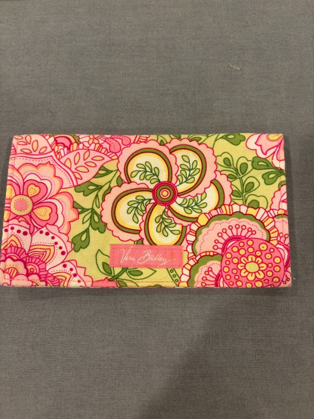 Vera Bradley Pink and Green Floral Quilted Checkbook Cover